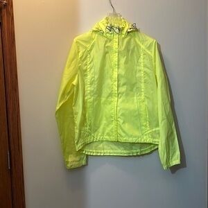 Highlighter, yellow removable hoodie, zip up jacket/rain gear, size large